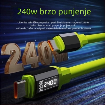 240W USB-C kabel za brzo punjenje, kompatibilan s iPhone 15, Huawei, Xiaomi iPad