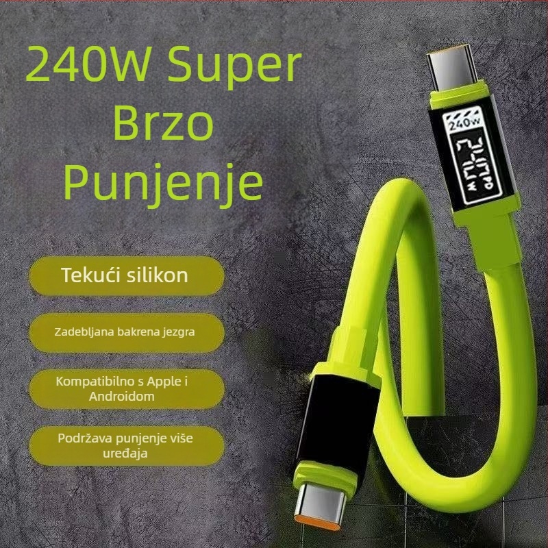 240W USB-C kabel za brzo punjenje, kompatibilan s iPhone 15, Huawei, Xiaomi iPad