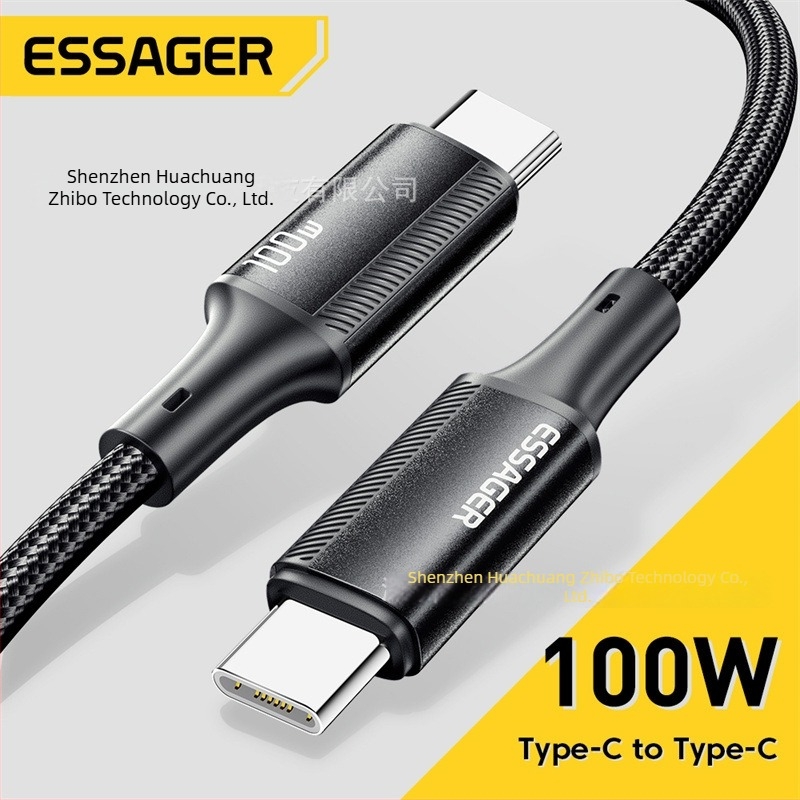 ESSAGER Jiajian serija PD100W Type-C kabel za prijenosno računalo, tablet i telefon – aluminijska legura, jedan kraj, PD brzo punjenje