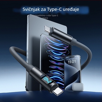 LXT Type-C 240W kabel za podatke s digitalnim zaslonom, brzo punjenje, silikon, PD kompatibilan