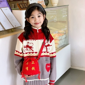 Dječja torba preko ramena - Novčanik za kovance, Unisex, za vrtić, Svečani novogodišnji dizajn, Tkanina