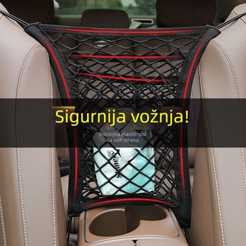 Torba mreža za pohranu između sjedišta automobila – poliester, viseći tip, univerzalna, jednostavan dizajn