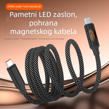 Magnetski USB-C kabel za brzo punjenje s digitalnim prikazom, kompatibilan s Apple, Huawei i Xiaomi prijenosnim računalima i tabletima