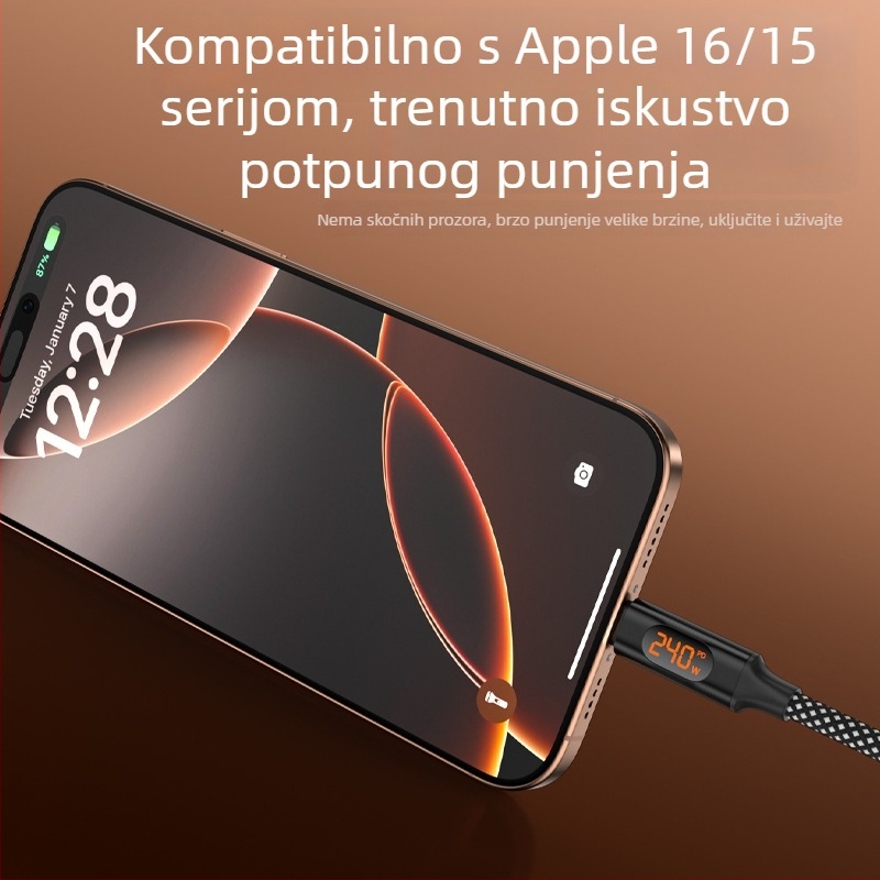 Magnetski USB-C kabel za brzo punjenje s digitalnim prikazom, kompatibilan s Apple, Huawei i Xiaomi prijenosnim računalima i tabletima