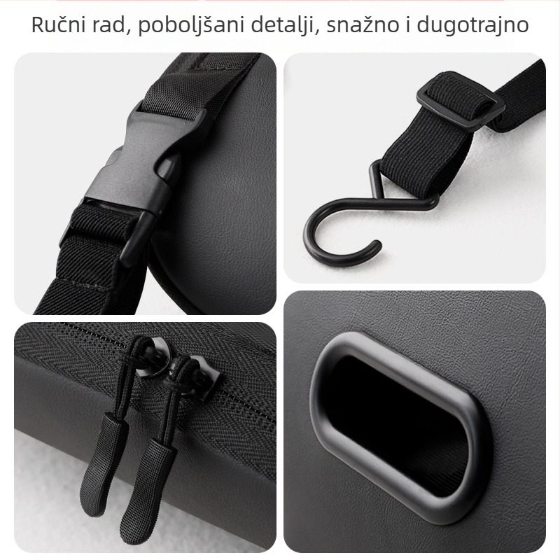 Torba za pohranu između sjedala automobila, mrežasta višenamjenska torba za stražnje sjedalo, visi iz sredine naslona — koža, vodootporna, mogućnost personalizacije logotipa