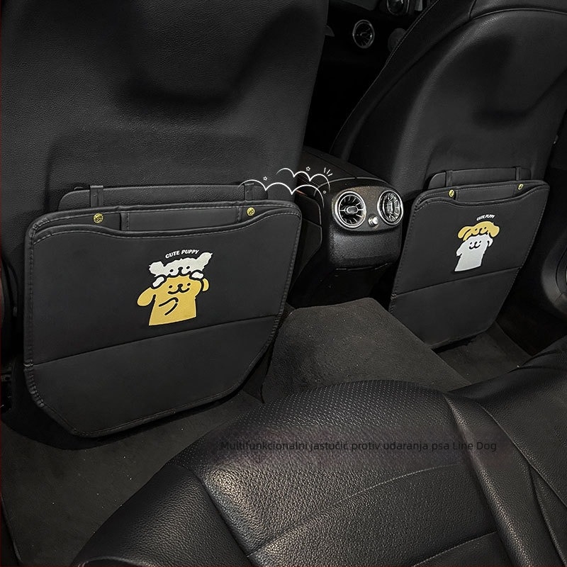 Zaštita stražnjeg naslona automobila – PU koža, dugi stil, crtani motiv psa, univerzalno za sve sezone