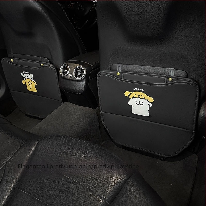 Zaštita stražnjeg naslona automobila – PU koža, dugi stil, crtani motiv psa, univerzalno za sve sezone