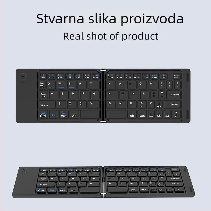 Sklopivi bežični Bluetooth tipkovnica i miš – mini prijenosni set za tablet/telefon/laptop, 1600 DPI, ergonomski dizajn, mogućnost logotipa