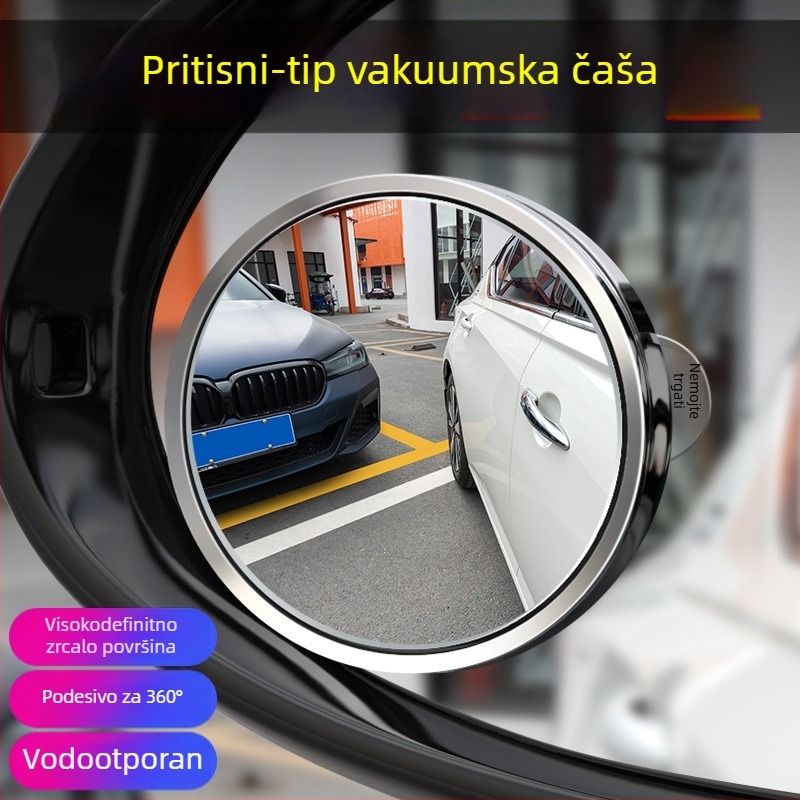 Automobilsko stražnje ogledalo s vakuumskom čašom, okruglo, širokokutno, Ultra HD, vodootporno