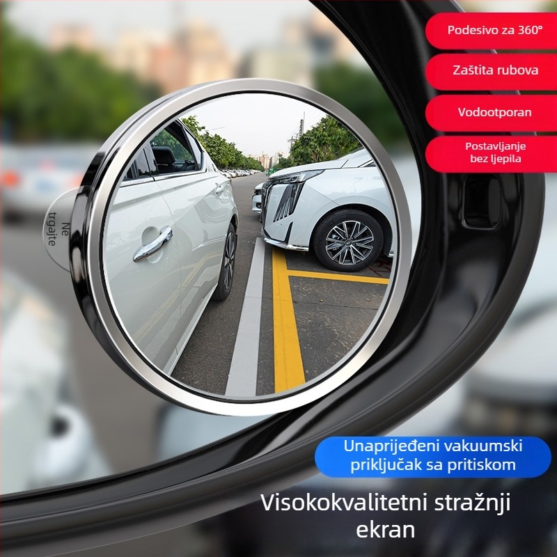 Automobilsko stražnje ogledalo s vakuumskom čašom, okruglo, širokokutno, Ultra HD, vodootporno