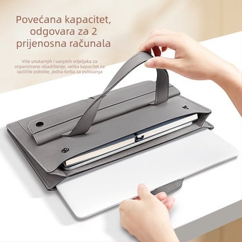 Torba za tablet i prijenosno računalo u akordeonskom stilu, velika kapaciteta, ultra lagana, PU materijal, podstava od sintetičke kože, unisex