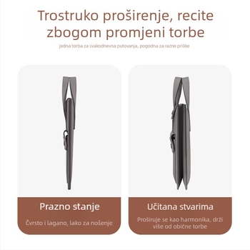 Torba za tablet i prijenosno računalo u akordeonskom stilu, velika kapaciteta, ultra lagana, PU materijal, podstava od sintetičke kože, unisex