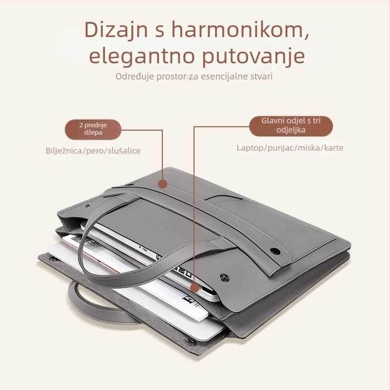 Torba za tablet i prijenosno računalo u akordeonskom stilu, velika kapaciteta, ultra lagana, PU materijal, podstava od sintetičke kože, unisex