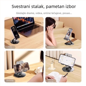 Metalni stolni držač za telefon i tablet, prenosiv, rotirajući i sklopiv