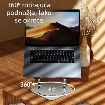 Nuoxi nositelj za prijenosno računalo, sklopiva okretna aluminijska legura s silikonom, model F3 — disipacija topline i prilagodljiva potpora, za prijenosna računala, tablete i mobitele