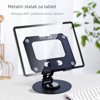 Metalni nosač za tablet s 360° rotacijom, sklopiva stolna podrška, podesiva