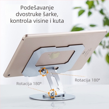 Metalni nosač za tablet s 360° rotacijom, sklopiva stolna podrška, podesiva