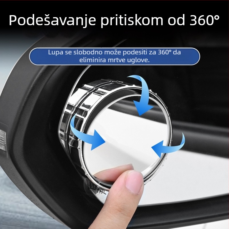 Automobilski retrovizor, mali kružni pomoćni ogledal za mrtve kutove, s usisnom čašicom od 360° i ultra-širim kutom