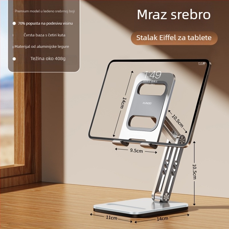 Sklopivi držač za tablet od aluminijske legure, podesiva po visini, za stolnu uporabu
