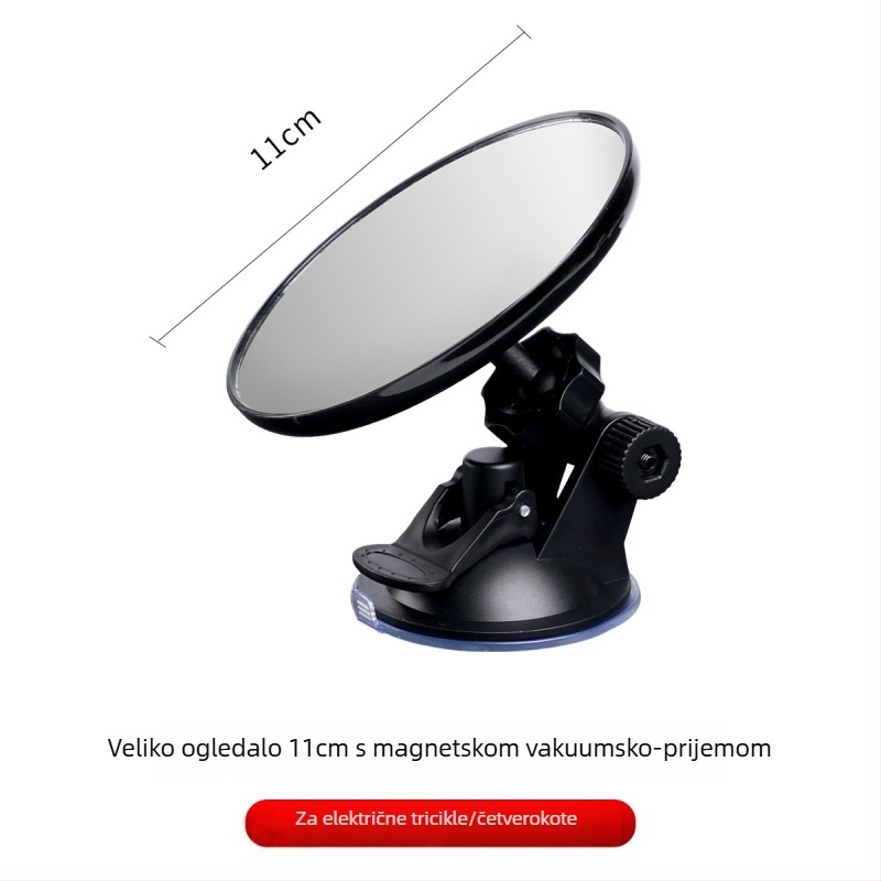 Zadnji retrovizor za električni tricikl s usisnom čašicom, veliko vidno polje, konveksno kružno pomoćno ogledalo, univerzalno za četiri kotača