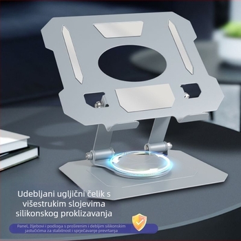 Metalni držač za tablet i telefon s 360° rotacijom i integriranim rashladnim radijatorom, stolni držač