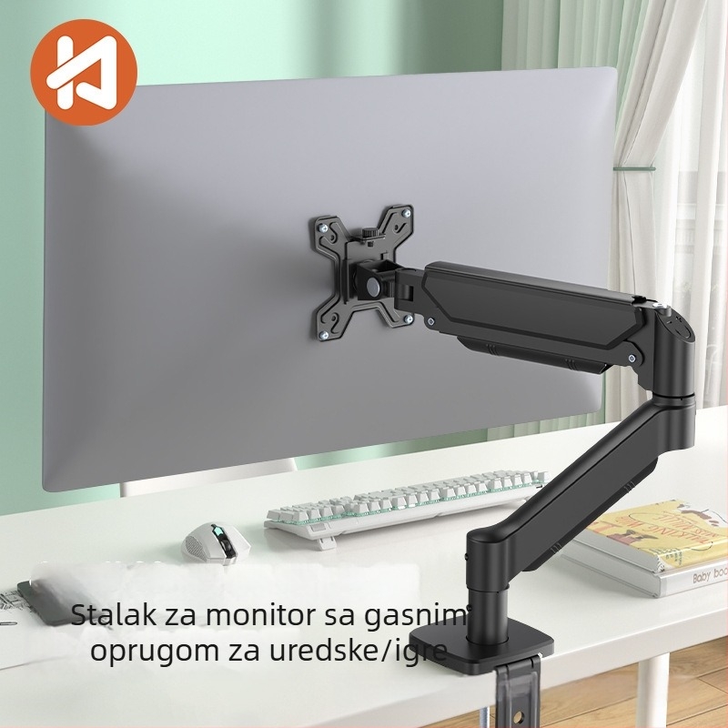 Stalak za monitor s plinskom oprugom i rotirajućim cantileverom za stolnu upotrebu; Materijal: aluminijska legura; Model: M252; Težina: 2,76 kg; Brend: Ke Hao