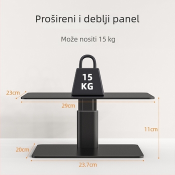 Monitor držač s povećanjem visine, metalna konstrukcija, model E6; težina 2,59 kg; funkcija povećanja za zdravije radno mjesto