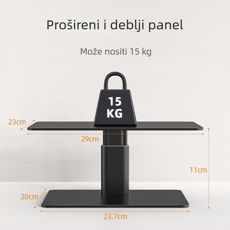 Monitor držač s povećanjem visine, metalna konstrukcija, model E6; težina 2,59 kg; funkcija povećanja za zdravije radno mjesto