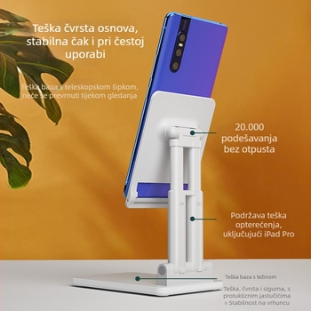 Stalak za stolni držač za telefon i tablet, model X7, dvostruki nosač, sklopni, ABS + metalni uteg, protiv podrhtavanja, univerzalna kompatibilnost