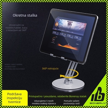 Sklopivi držač za telefone i tablet od aluminijske legure, 360° rotirajući, model L08P, težina 415 g