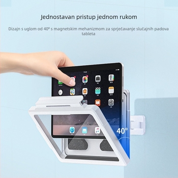 Besix BZ-B40 držač tableta za kupaonicu, vodootporan i anti-zamagljivanje dodirni HD zaslon, bez bušenja, okretno i podesivo, kompatibilan s iPad, iPhone generacijama, iPod touch 4, iPad 2–4 i iPad Mini