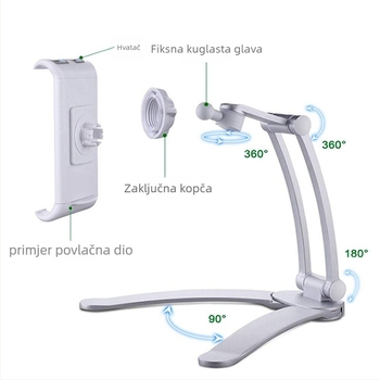 Tabletni zidni držač s ljepilom — za iPad i iPhone, rotacijski dizajn