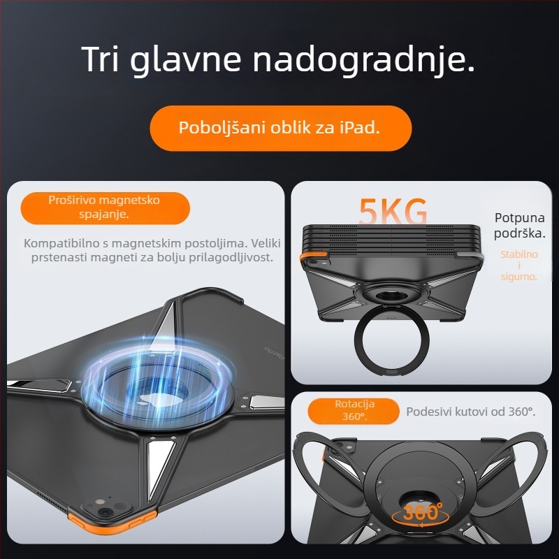 Stalak za tablet od 12,9 inča, metalni, 360° rotacija, prenosan, kreativan, minimalističan