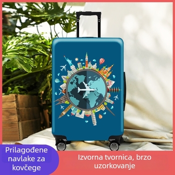 Poliester zaštitna navlaka za kofer s karikaturom uzorkom, sladak ležeran stil, elastična kopča s Velcro zatvaračem