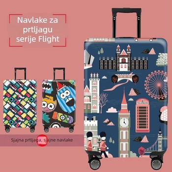 Poliester zaštitna navlaka za kofer s karikaturom uzorkom, sladak ležeran stil, elastična kopča s Velcro zatvaračem