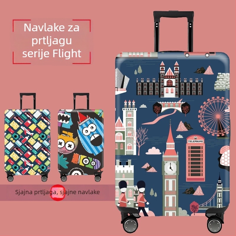 Poliester zaštitna navlaka za kofer s karikaturom uzorkom, sladak ležeran stil, elastična kopča s Velcro zatvaračem