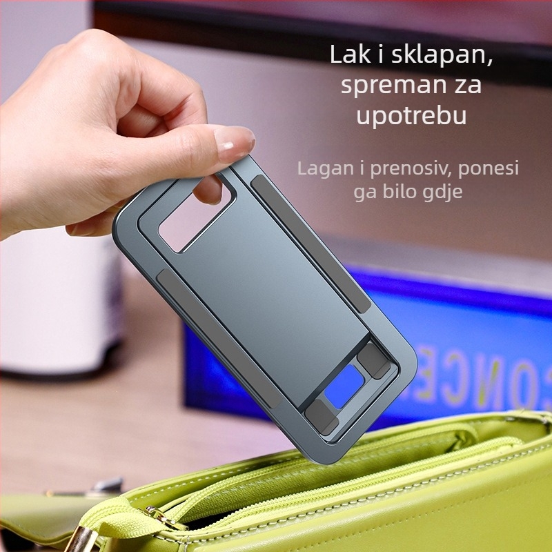 Stolni držač za telefon i tablet, aluminij, sklopiv, prenosiv, neprekidna regulacija