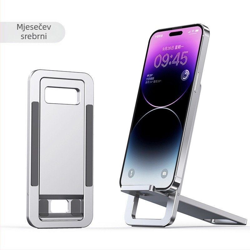 Stolni držač za telefon i tablet, aluminij, sklopiv, prenosiv, neprekidna regulacija
