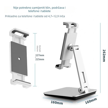 Držač za mobitel i tablet – aluminij, univerzalan, AP-7XN, stolni ili noćni
