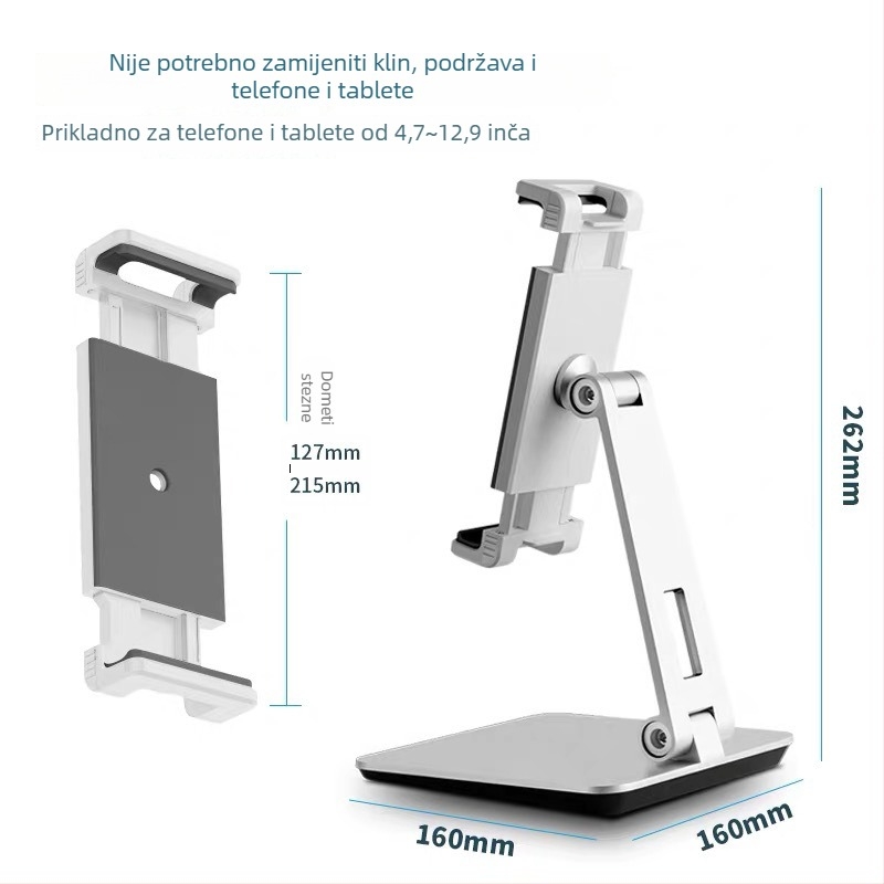 Držač za mobitel i tablet – aluminij, univerzalan, AP-7XN, stolni ili noćni