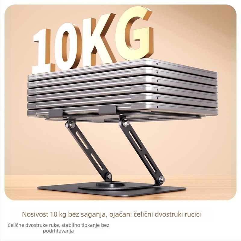 Stolni držač za laptop, metalni, 360° rotirajući, model H22, univerzalna kompatibilnost, težina 1,93 kg, okretni dizajn