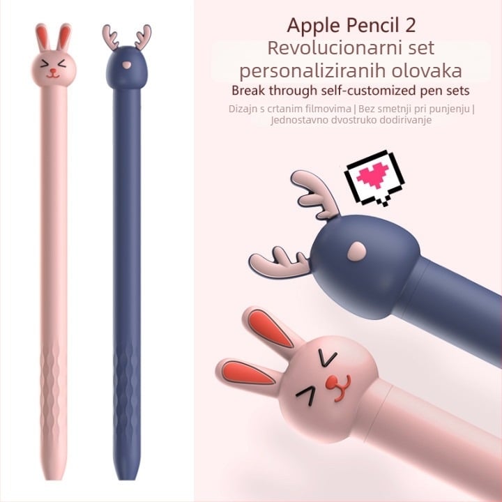 Personalizirana silikonska zaštitna futrola za Apple Pencil 2. generacije, za iPad, s dizajnom crtane životinje