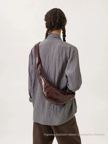 Carla Cheen torbica s lanenim premazom, oblik dumpling, crossbody, srednje veličine