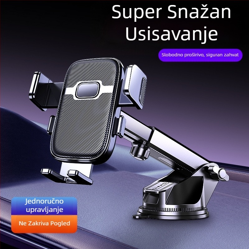 Držač za telefon u automobilu s vakuumskim pričvršćivanjem i automatskim zaključavanjem; univerzalna kompatibilnost, pričvršćivanje na ploču, bez napajanja