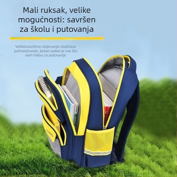 Dječji školski ruksak s potporom kralježnice i smanjenjem opterećenja, prozračni poliester, zakrivljene naramenice, mačji uzorak