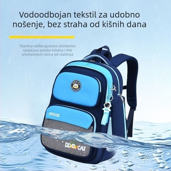 Dječji školski ruksak s potporom kralježnice i smanjenjem opterećenja, prozračni poliester, zakrivljene naramenice, mačji uzorak