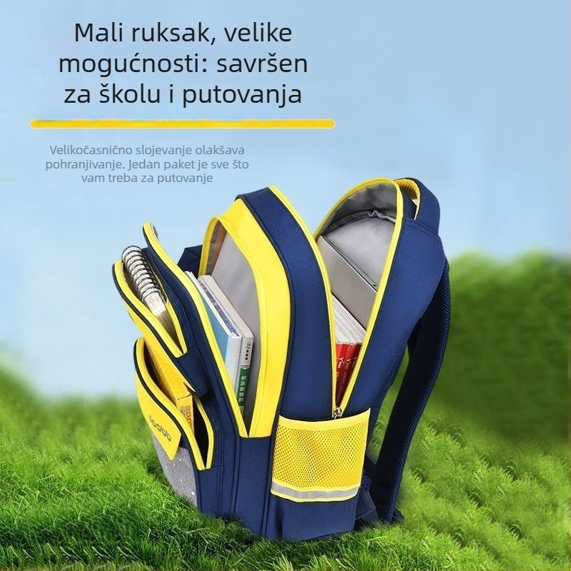 Dječji školski ruksak s potporom kralježnice i smanjenjem opterećenja, prozračni poliester, zakrivljene naramenice, mačji uzorak