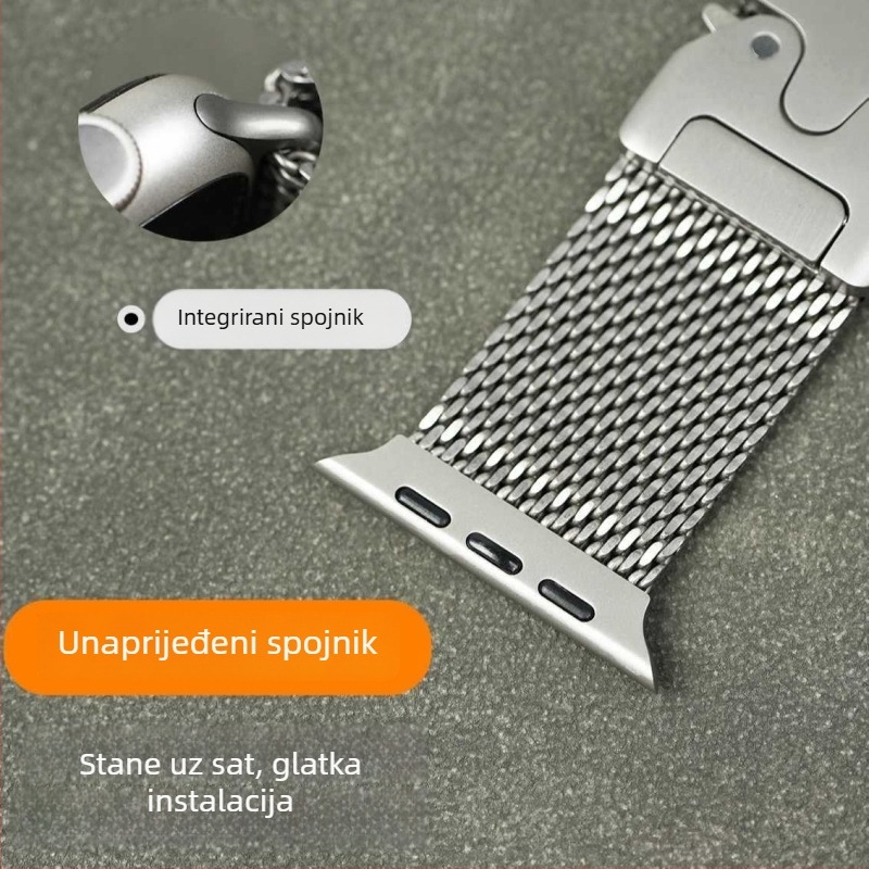 Remen od titana za Apple Watch S10 – čist titan, milaneški stil, 36 g, kopča, kompatibilan s Apple Watch