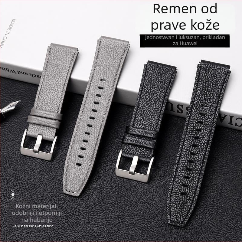 Kožni remen za Huawei GT3/GT4, 46 mm, kompatibilan GT/GT2 Pro, širina 22 mm