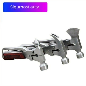 Automobilski sigurnosni čekić — višenamjenski hitni alat s lomiteljem prozora; Materijal: 420 čelik, Težina: 386 g